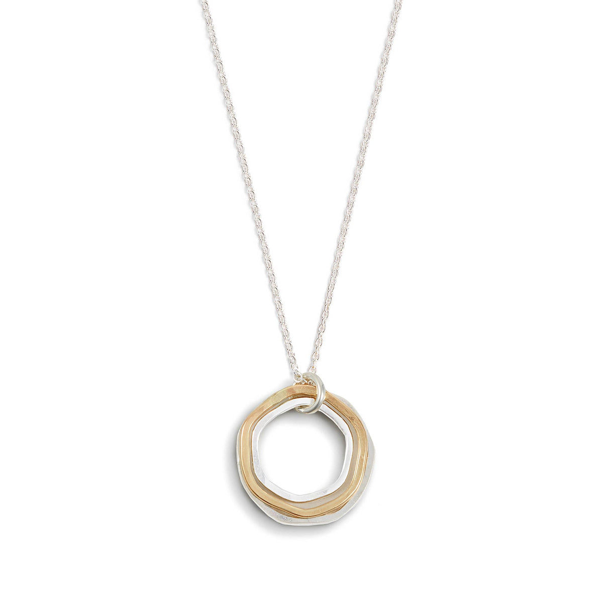 River Rocks Necklace Three Circles Silver Gold Dainty: Sterling Silver / 18"