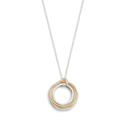 River Rocks Necklace Three Circles Silver Gold Dainty: Sterling Silver / 18"