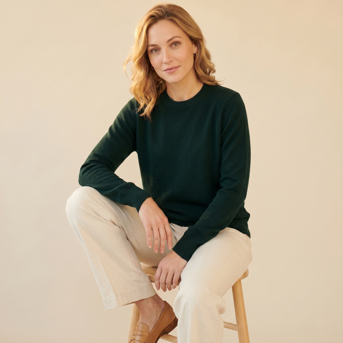 Cashmere Crewneck Sweater in Pine