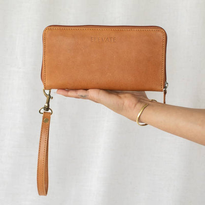 Leather Zipper Wallet: Black