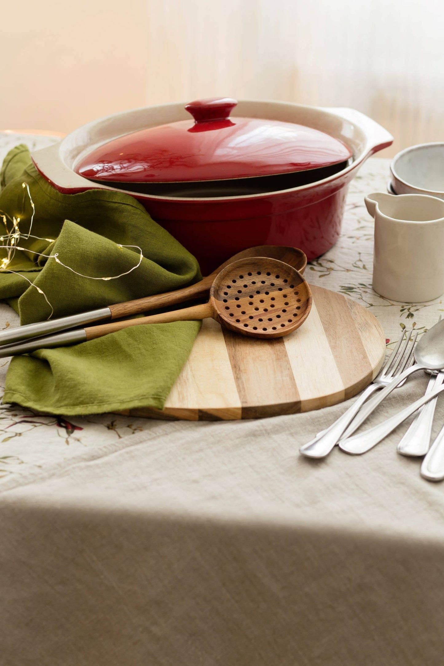 Christmas Green Linen Kitchen Towel