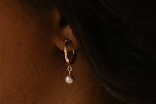 Load image into Gallery viewer, Pearl Hoop Earrings White
