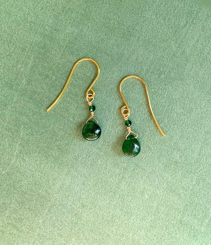 Petite Emerald Earrings: Gold Filled