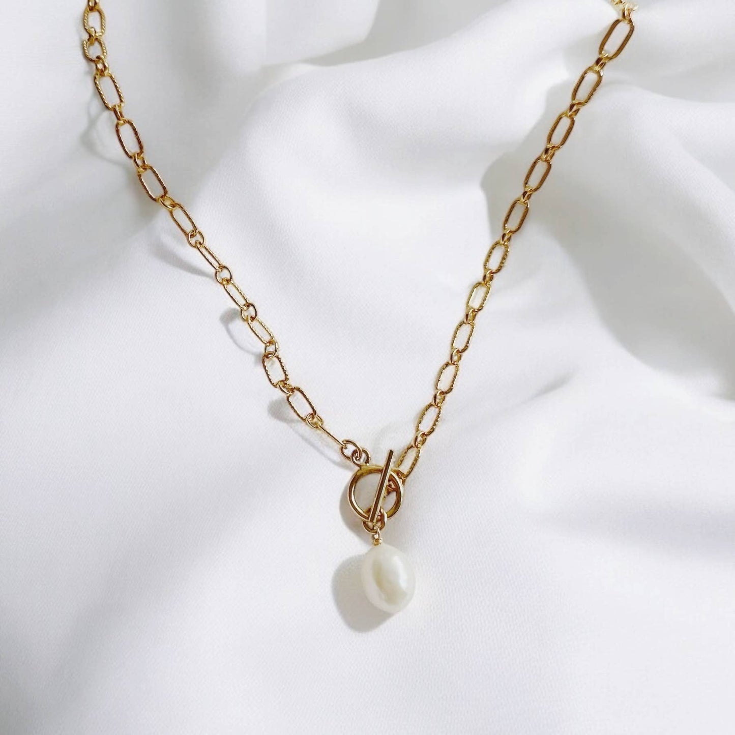 Pearl Toggle Gold Filled Necklace