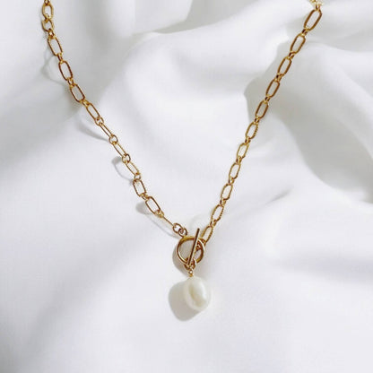 Pearl Toggle Gold Filled Necklace