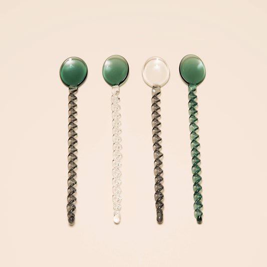 Glass Stirring Spoon: Teal/Clear