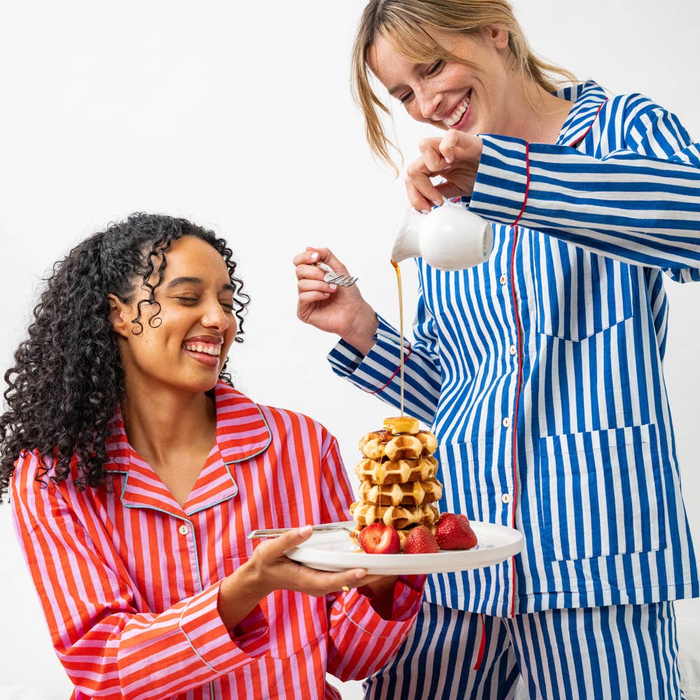 Bonnie Pajama Set: Blue & White