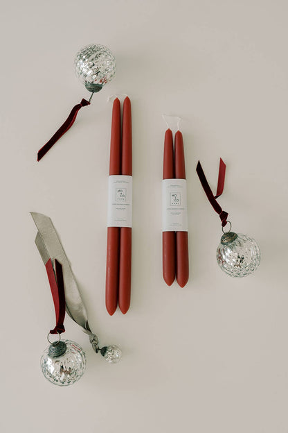 Berry Red | Dipped Beeswax Taper Candles | All Natural: 10 Inch