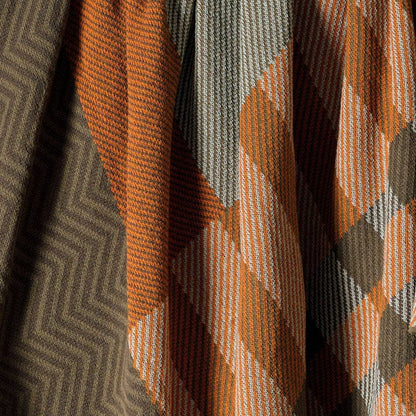 Cotton Knit Patchwork Herringbone: Green