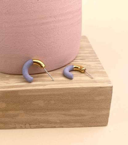 Porcelain Hoop Studs - Lavender