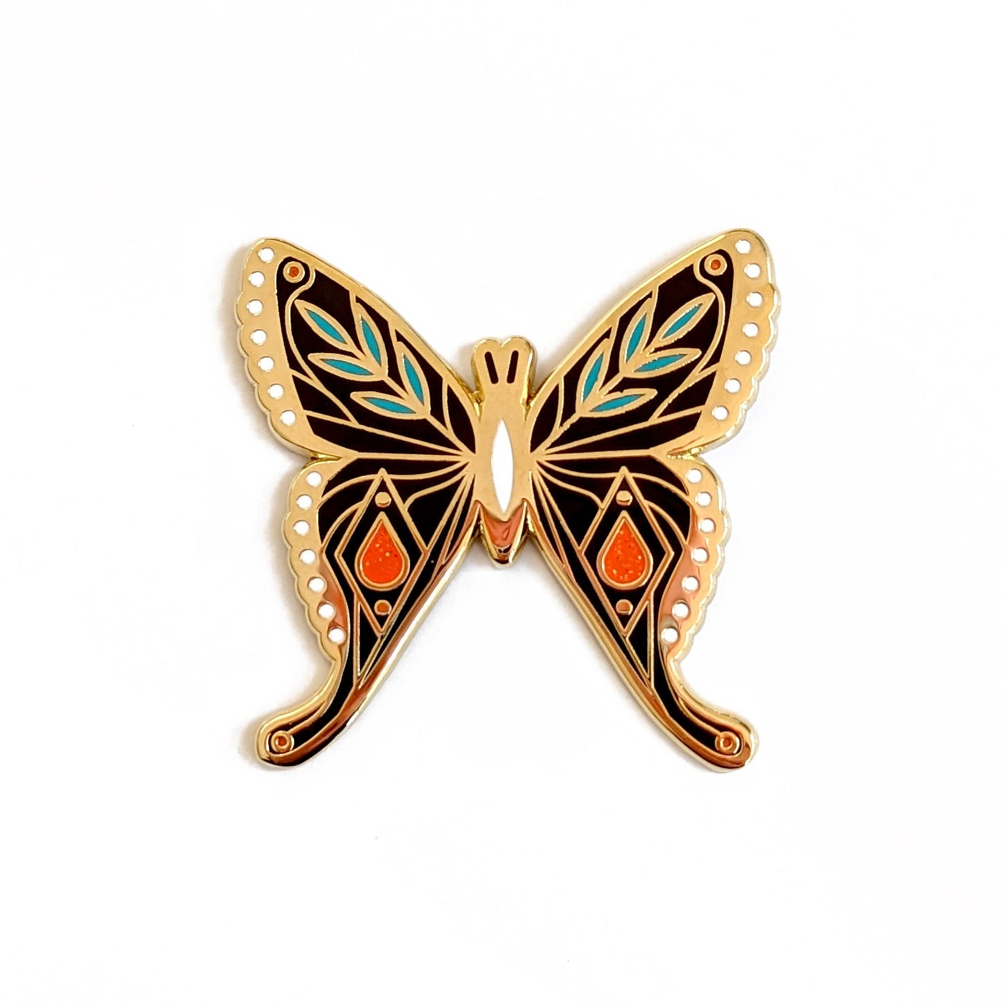 Black Mid-Century Butterfly Hard Enamel Pin