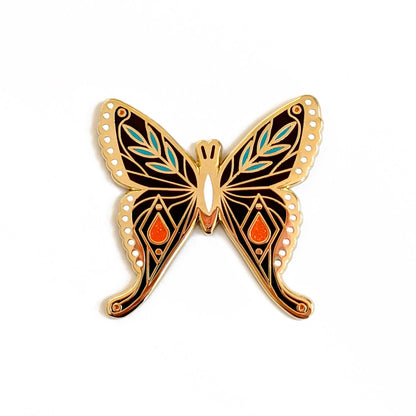 Black Mid-Century Butterfly Hard Enamel Pin