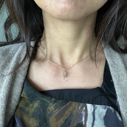 Gold Dainty Rutilated Quartz Necklace: 18 inch