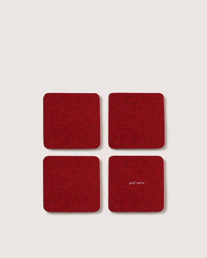 Cherry Bierfilzl Merino Wool Square Coaster Solid 4 Pack