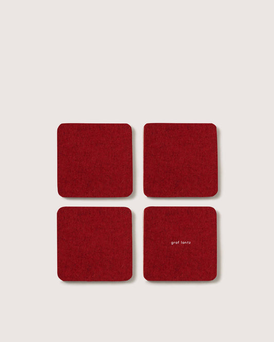 Cherry Bierfilzl Merino Wool Square Coaster Solid 4 Pack