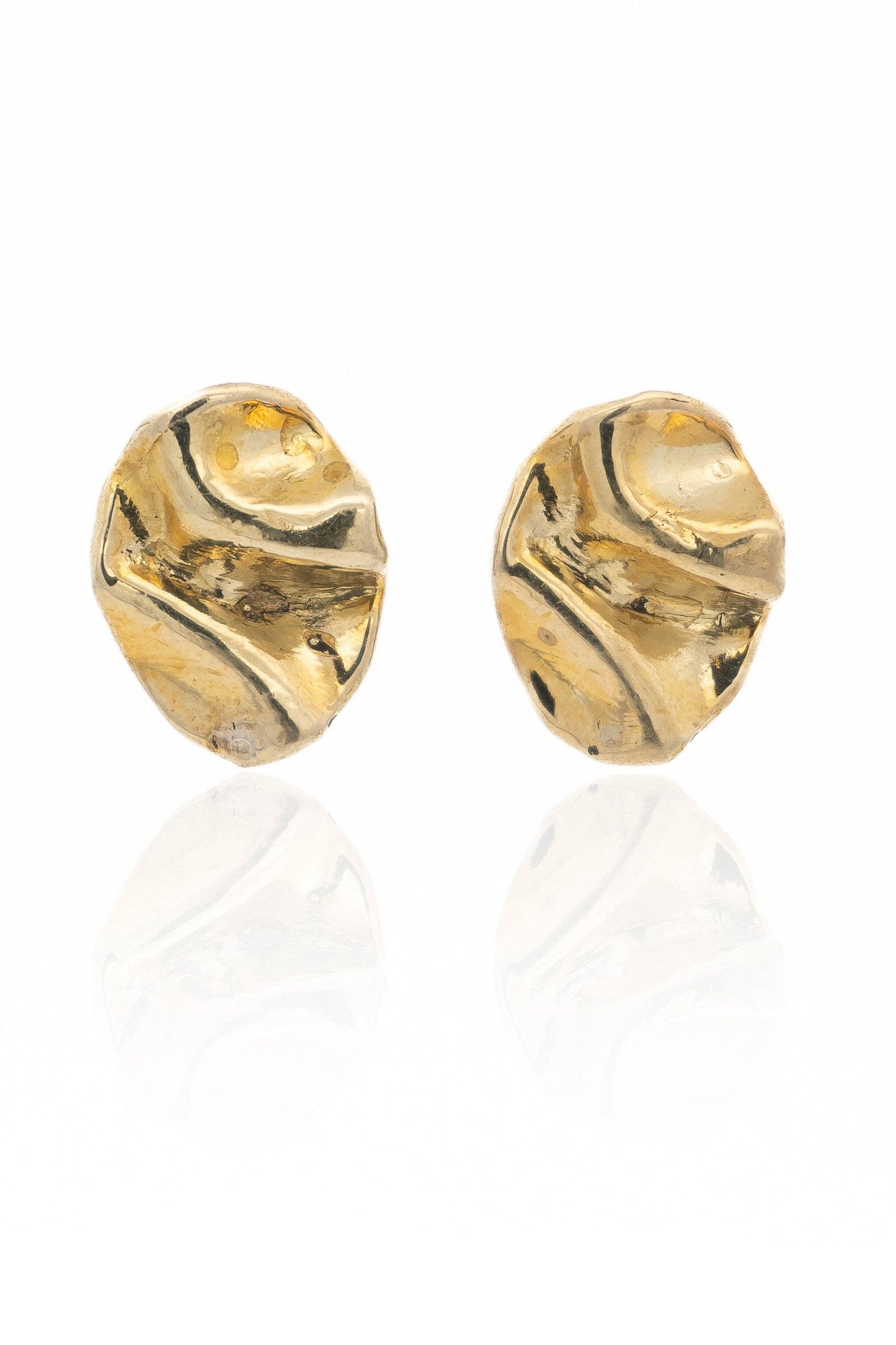 Perdido Folded Gold Stud Earrings