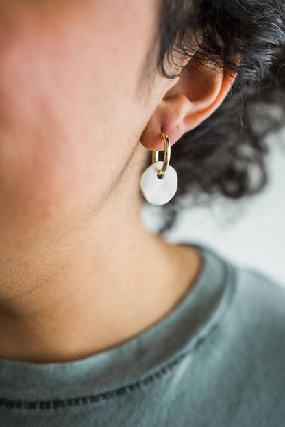 Charm Hoops: Gold Striped Fan