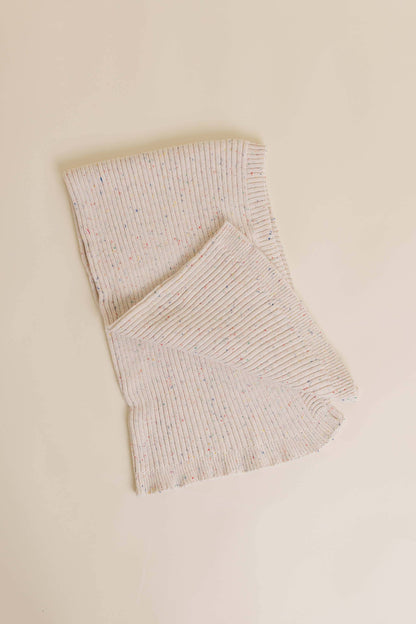 Sprinkle Organic Cotton Knit Ribbed Blanket - Oat
