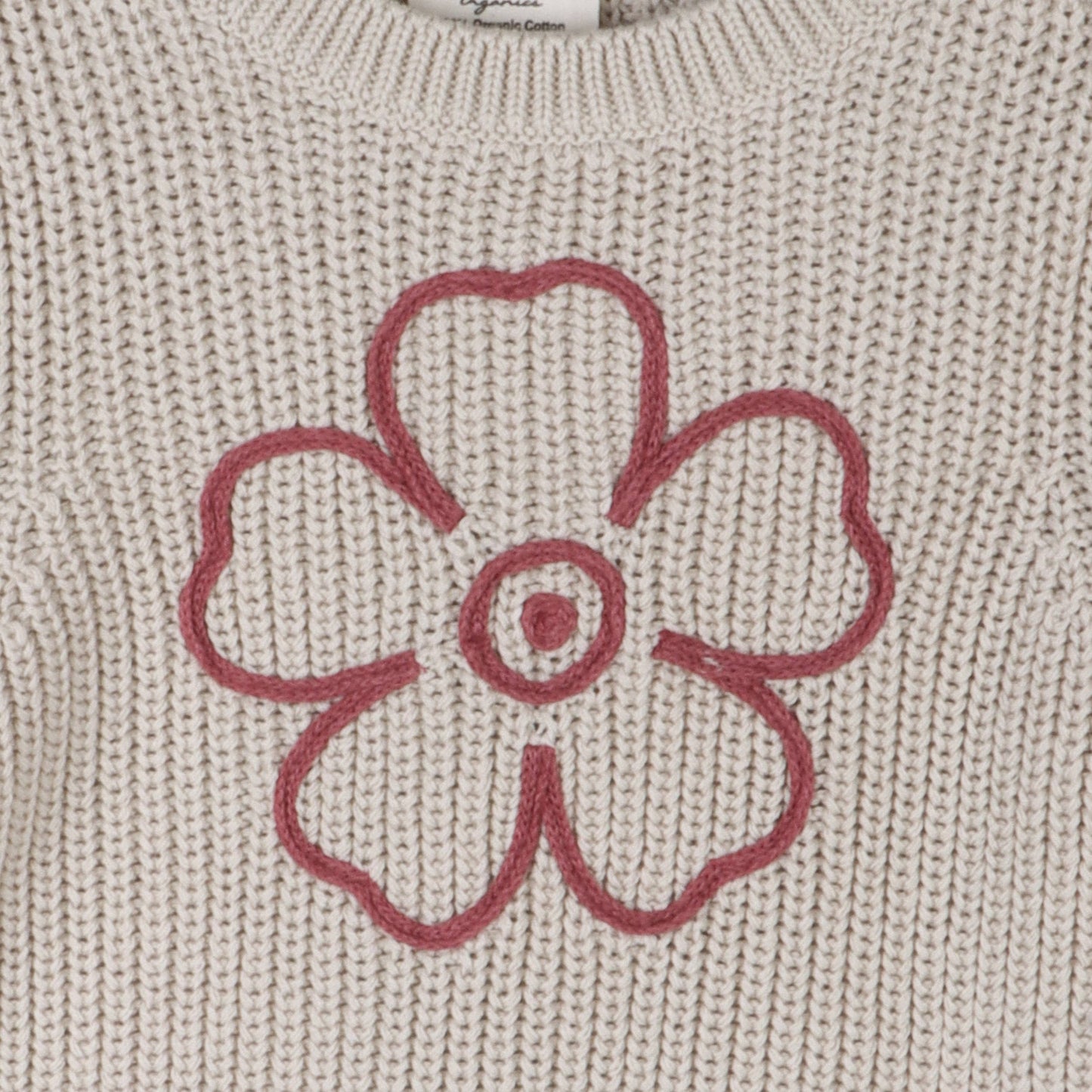 Hippie Flower Embroidered Chunky Knit Baby Sweater