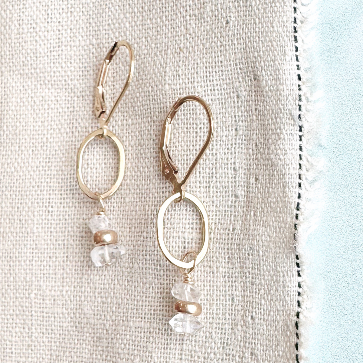 Tidal Herkimer Diamonds Drop Earrings - Gold Filled