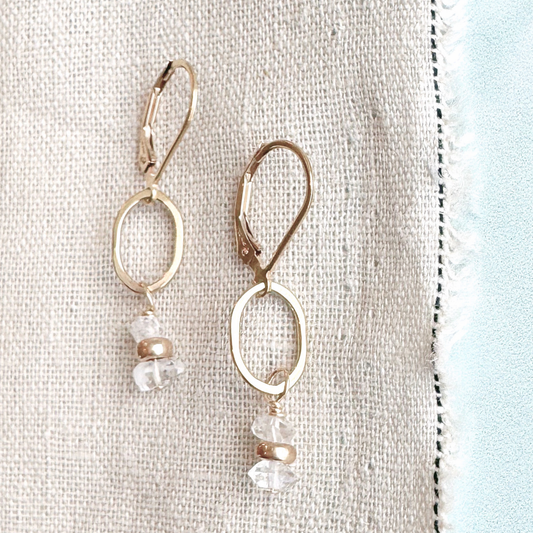 Tidal Herkimer Diamonds Drop Earrings - Gold Filled