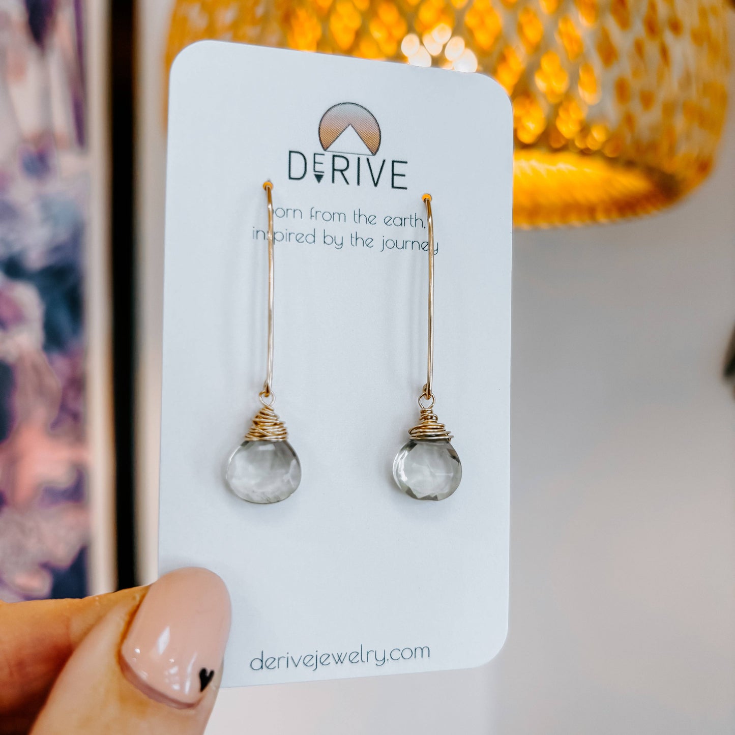 Mystic Green Amethyst Threader Earrings: 14k Gold Fill