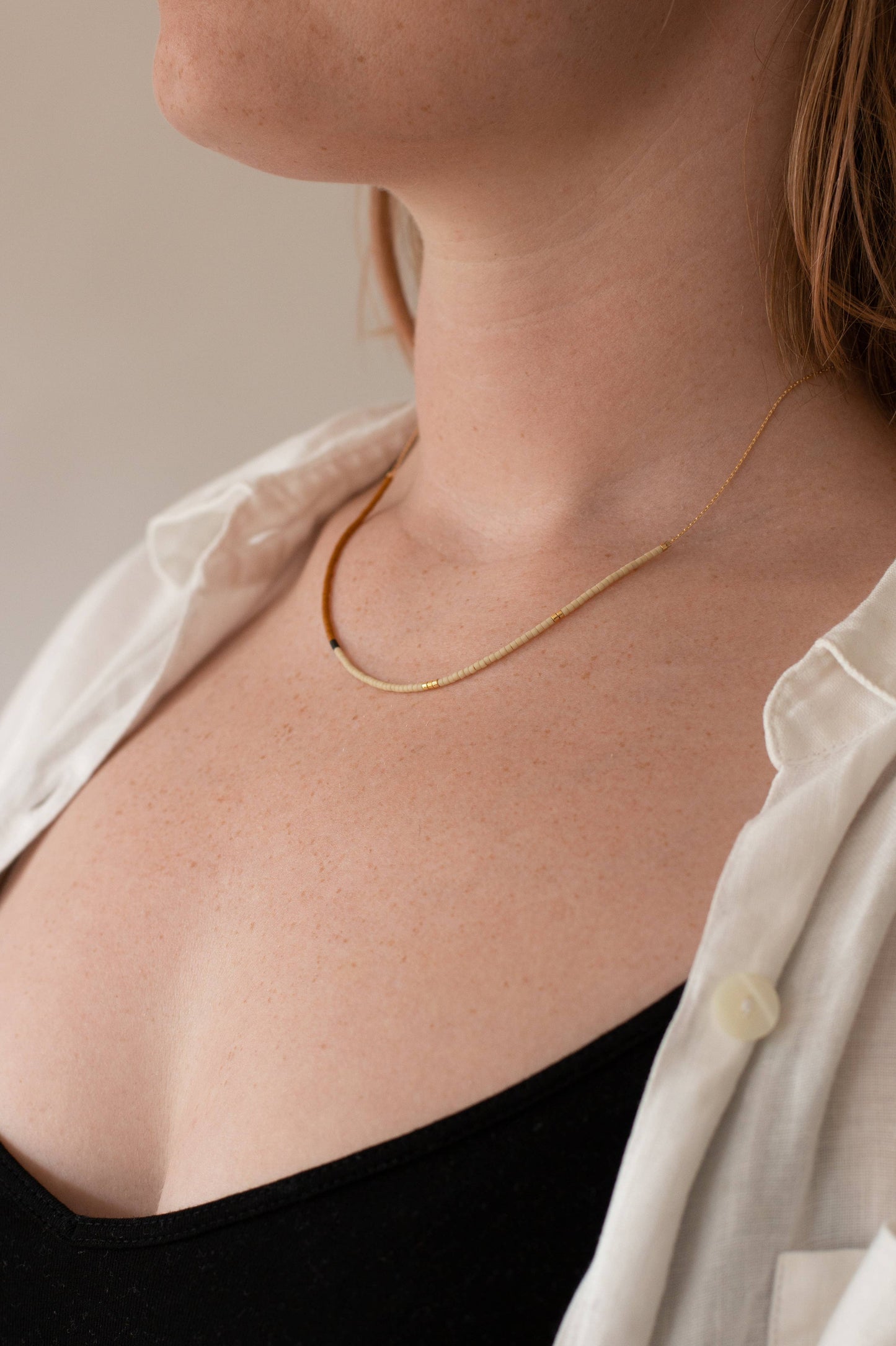 Mala Necklace: Olive Gold Filled 18"