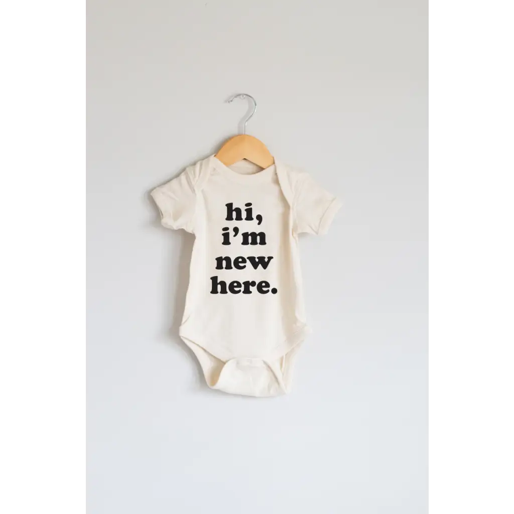 Hi, I'm New Here Organic Cotton Baby Onesie