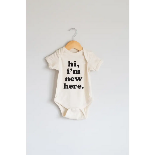 Hi, I'm New Here Organic Cotton Baby Onesie