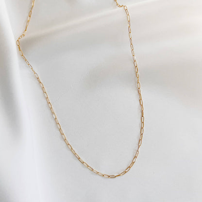 Rose Dainty Paperclip Necklace Gold Filled: 18”