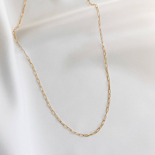 Rose Dainty Paperclip Necklace Gold Filled: 16”
