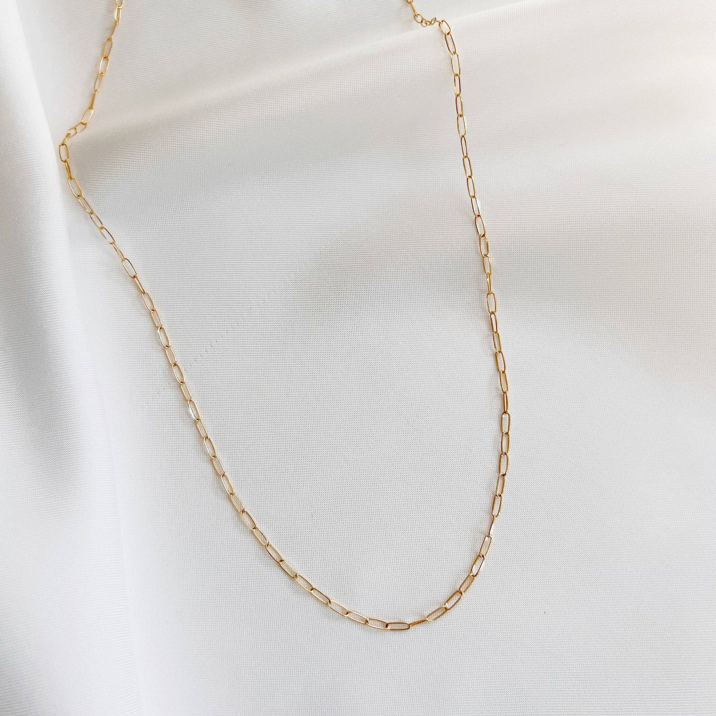 Dainty Paperclip Layering Chain Necklace Gold Filled