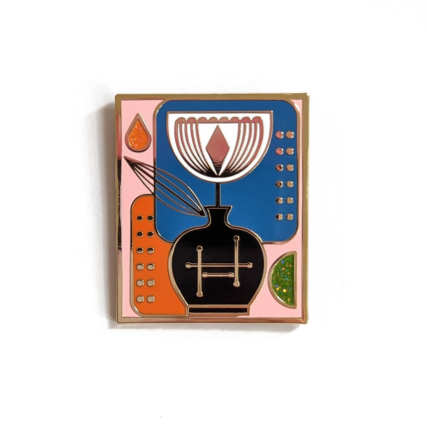 Abstract Tulip Hard Enamel Pin with Glitter