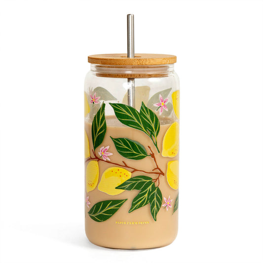 Lemon Grove Glass Can with Lid