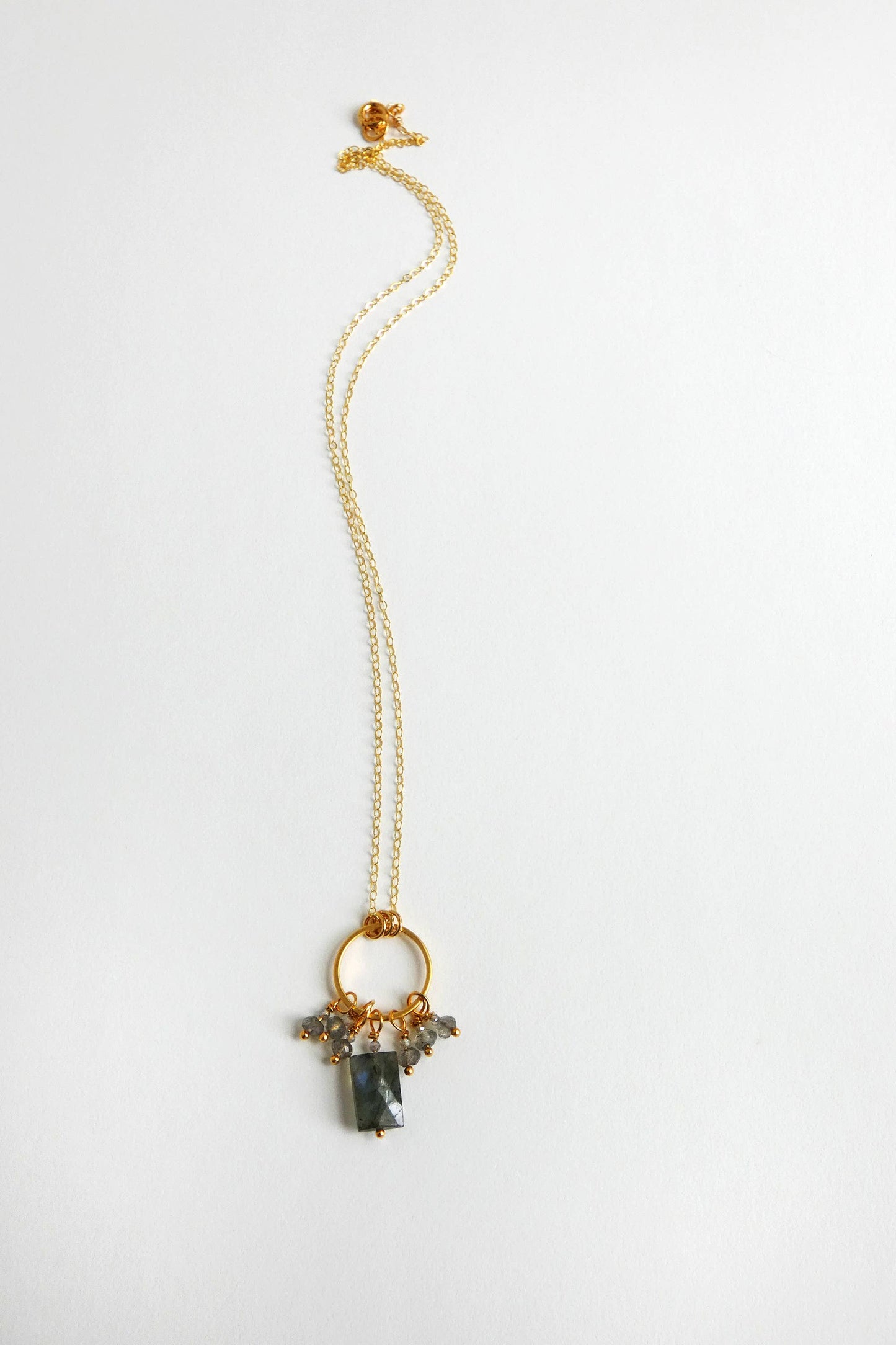 Labradorite Circle Necklace  14k GF Chain