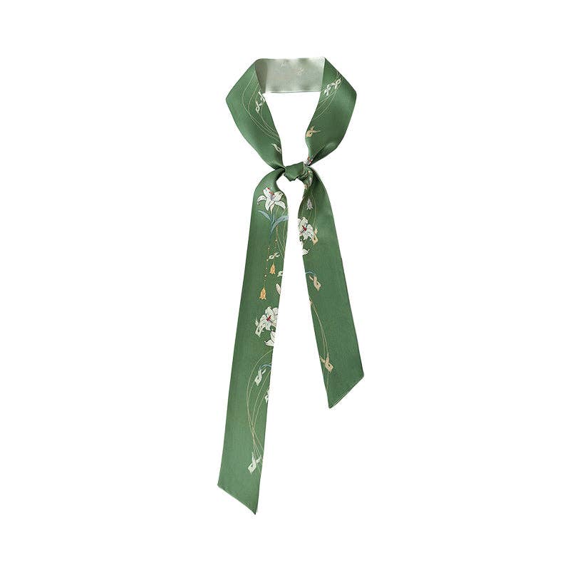 Lily Silk Twilly Scarf: Green
