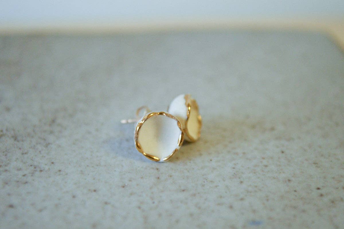 Hana Studs: Black Porcelain 14k GF Studs