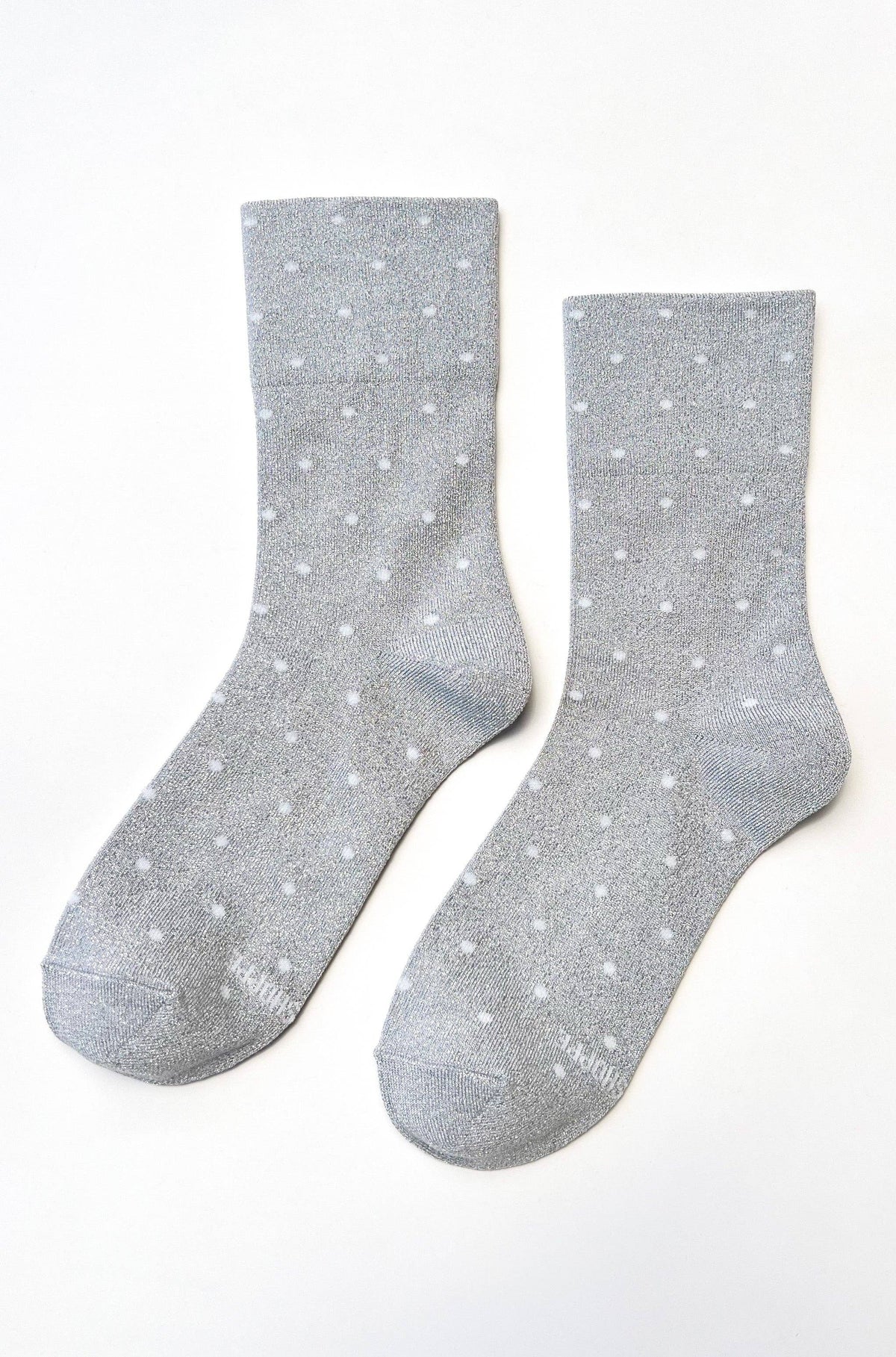 Le Bon Shoppe - Lurex Patterned Sneaker Socks (Wholesale): Polka Dot - Silver/White