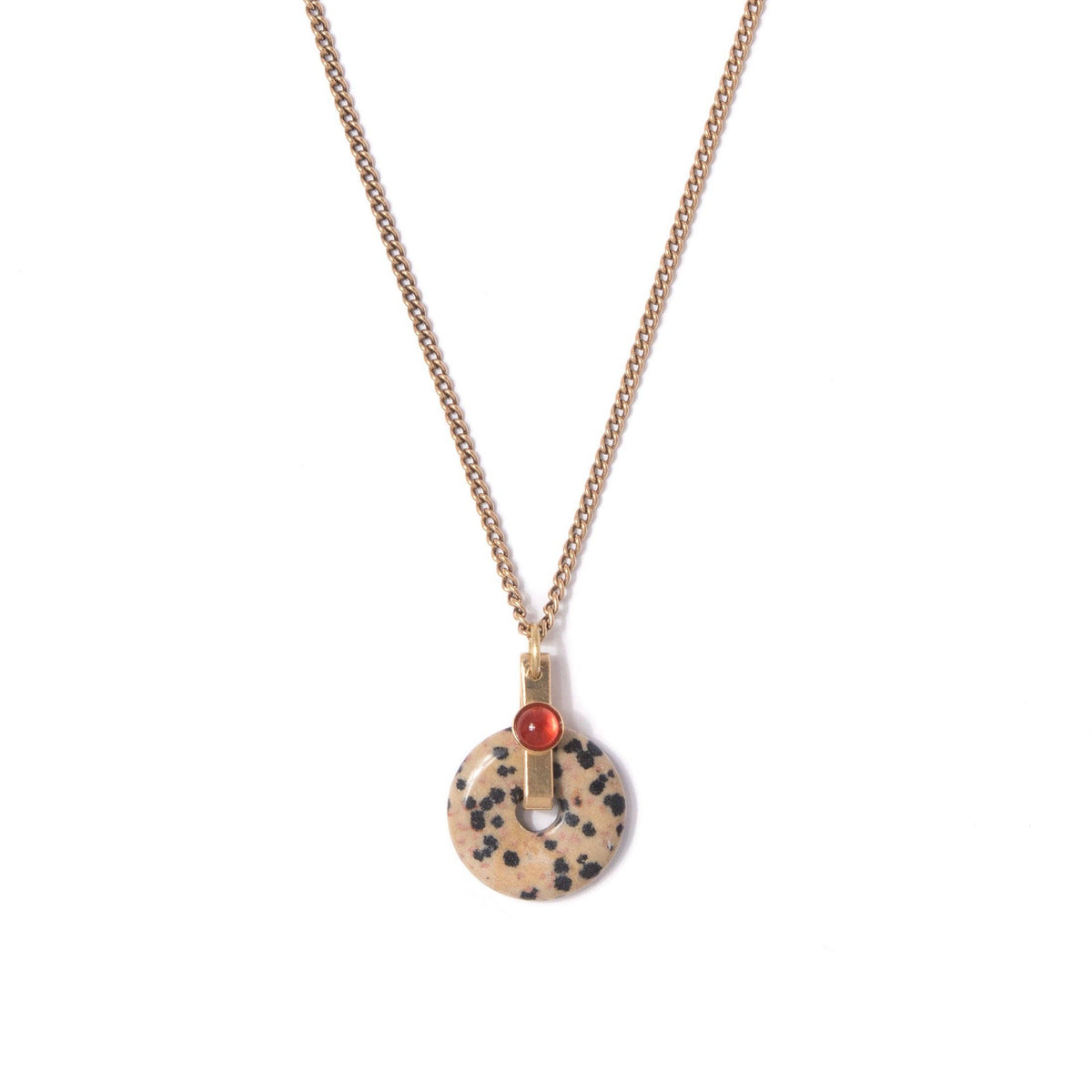 Dalmatian Jasper Donut Pendant Necklace: 24"