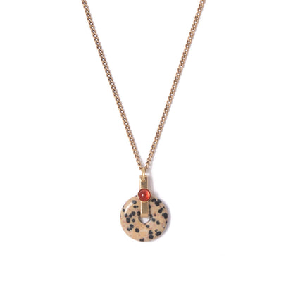 Dalmatian Jasper Donut Pendant Necklace: 24"