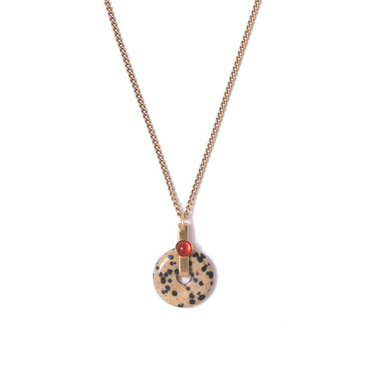 Dalmatian Jasper Donut Pendant Necklace: 24"