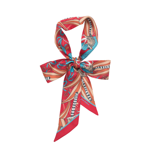 "Madagascar" Silk Skinny Scarf - Red: Red