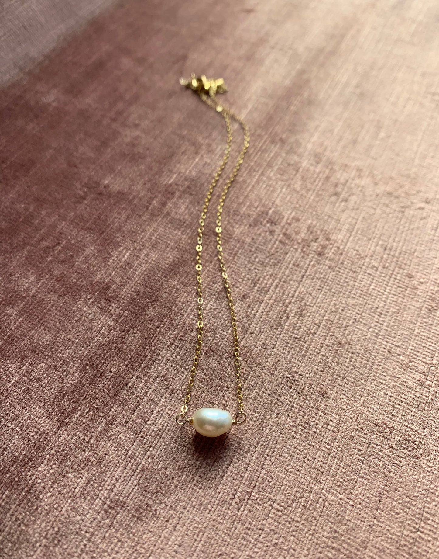 Single Pearl Necklace: 14K Gold Fill