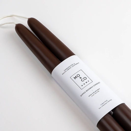 Chestnut | Dipped Beeswax Taper Candles | All Natural: 10 Inch