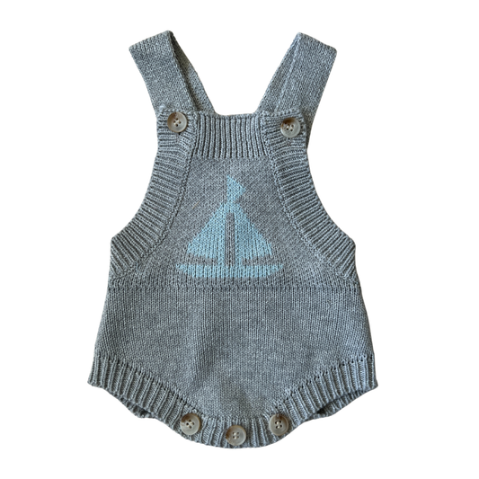 Sailboat Romper: 12-18m / Heather Gray