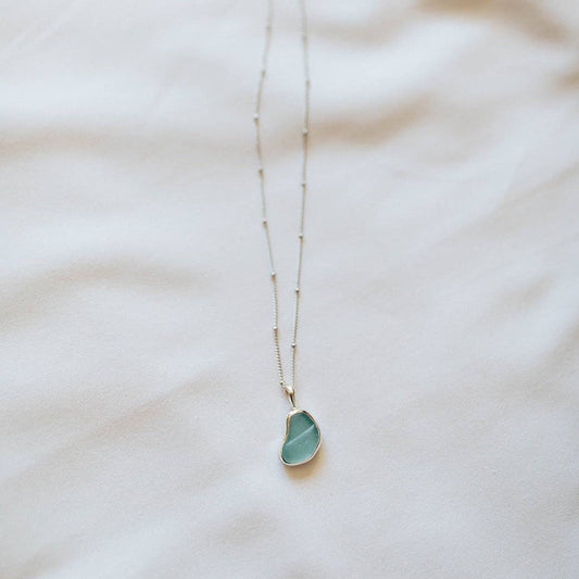 Sea Glass Necklace (Handmade): Blue