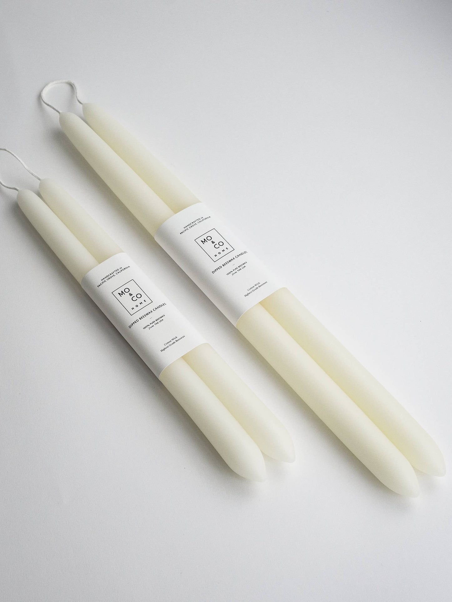 Natural White | Dipped Beeswax Taper Candles | All Natural: 10 Inch
