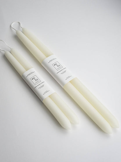 Natural White | Dipped Beeswax Taper Candles | All Natural: 10 Inch