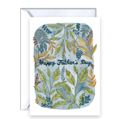nature inspired watercolor happy father's day card blank inside