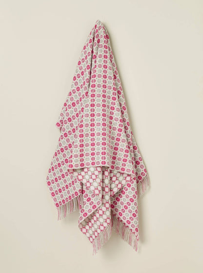 Coral & Mint Merino Lambswool Throw Made in England